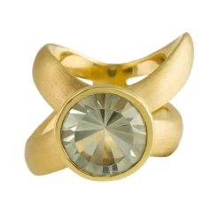 Tomfoolery Rock Crystal Twist Gold Plated Silver Ring Discount