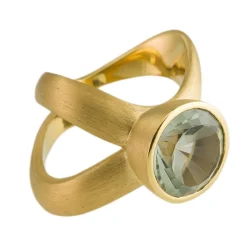 Tomfoolery Rock Crystal Twist Gold Plated Silver Ring Discount