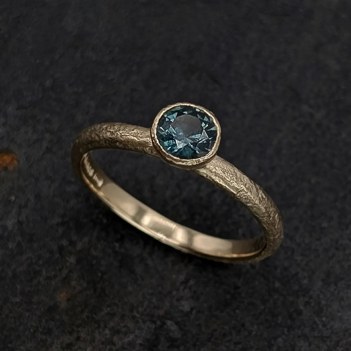 Tomfoolery Rosa Dark Teal Sapphire Engagement Ring Discount
