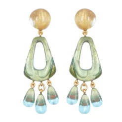 Tomfoolery Rosanna Tassel Resin Drop Earrings in Fjord Green Discount