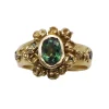 Tomfoolery Rosarium Green Tourmaline, Black Diamond & Sapphire Ring New