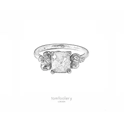 Tomfoolery Rose Cut Grey Diamond Cluster Art Ring Discount