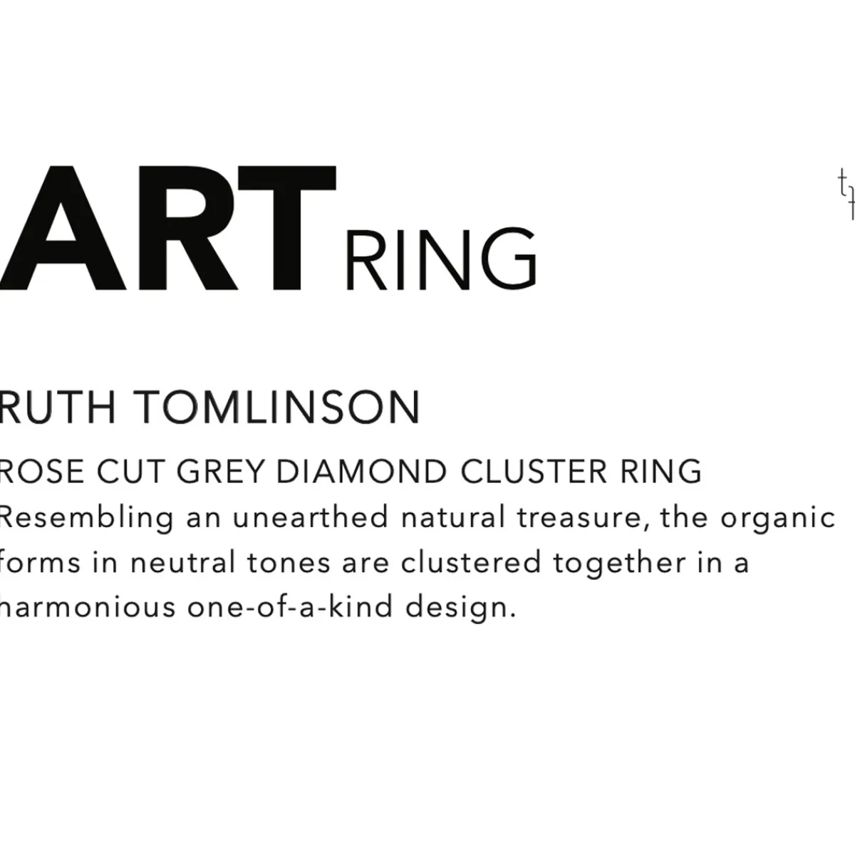 Tomfoolery Rose Cut Grey Diamond Cluster Art Ring Discount