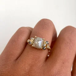 Tomfoolery Rose Cut Grey Diamond Cluster Art Ring Discount