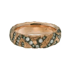 Tomfoolery Rose Gold & White Diamond Nature Wedding Band Clearance