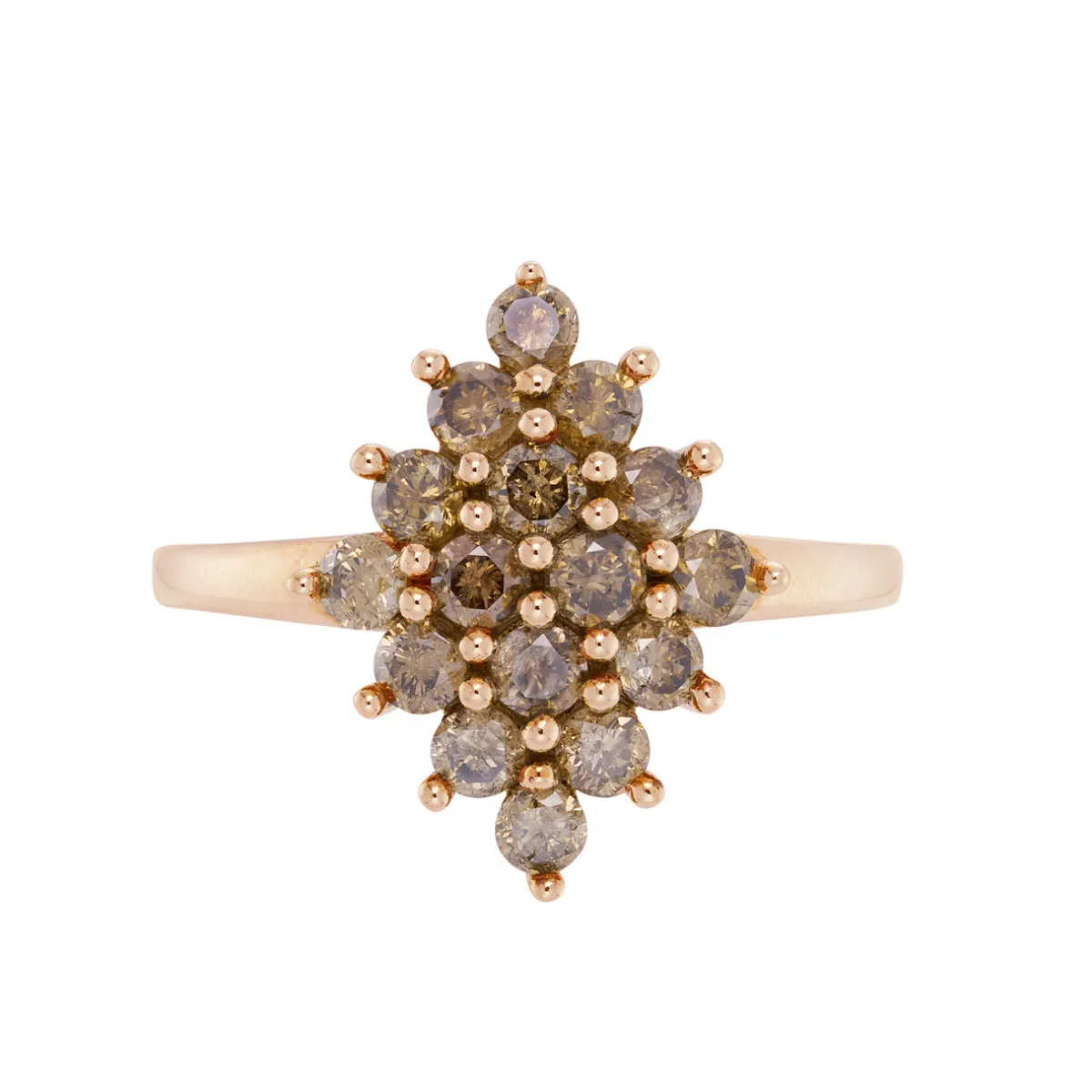 Tomfoolery Rose Gold Cognac Diamond Cluster Ring Online