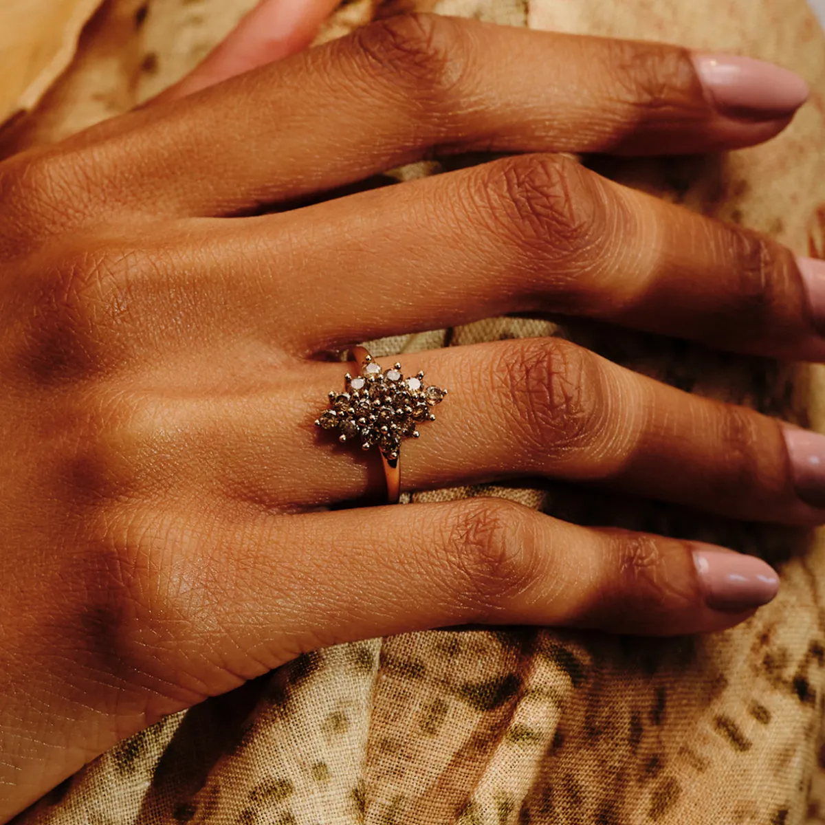 Tomfoolery Rose Gold Cognac Diamond Cluster Ring Online