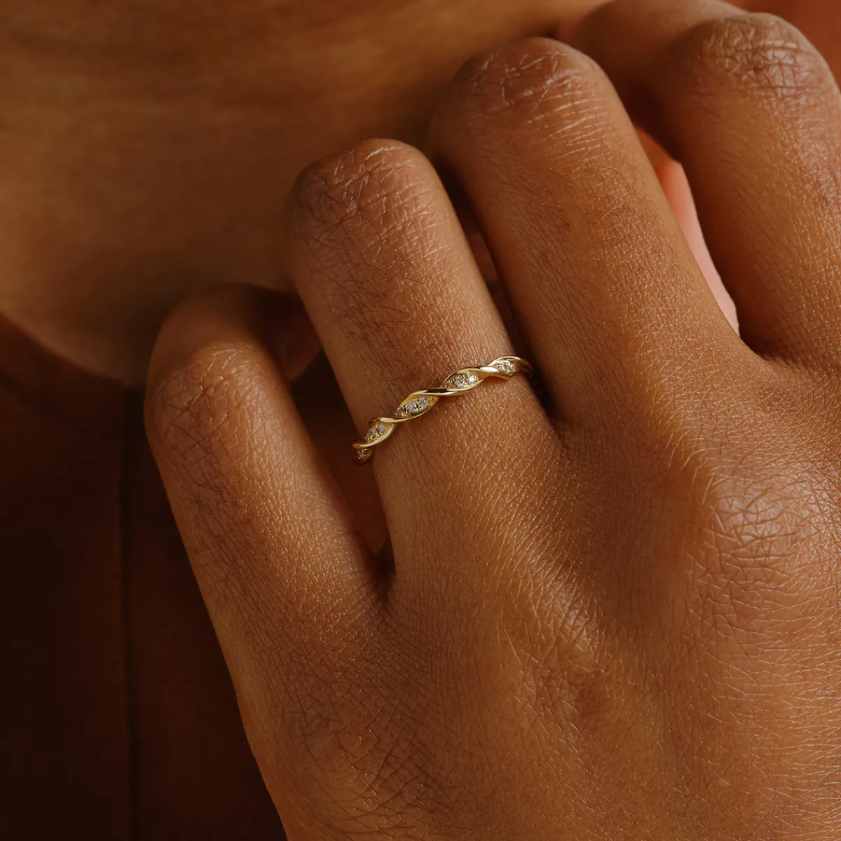 Tomfoolery Rose Gold Ribbon Diamond Half Eternity Ring New