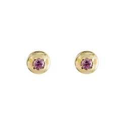 Tomfoolery Round Gold Plated Gem Studs Sale