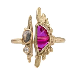 Tomfoolery Ruby & Diamond Strata Art Ring Outlet