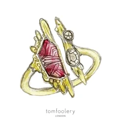 Tomfoolery Ruby & Diamond Strata Art Ring Outlet