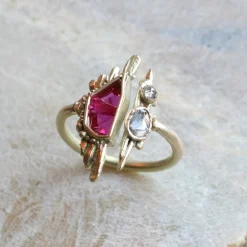 Tomfoolery Ruby & Diamond Strata Art Ring Outlet
