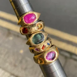 Tomfoolery Ruby Brushed Signet Ring Clearance