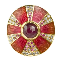 Tomfoolery Ruby Diamond Pinwheel Art Ring Clearance