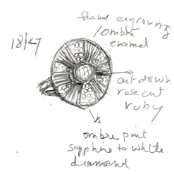 Tomfoolery Ruby Diamond Pinwheel Art Ring Clearance