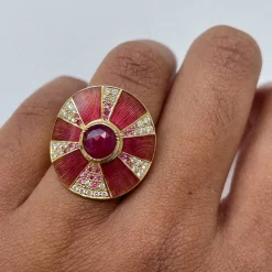 Tomfoolery Ruby Diamond Pinwheel Art Ring Clearance