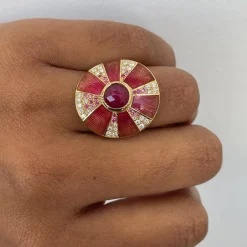 Tomfoolery Ruby Diamond Pinwheel Art Ring Clearance
