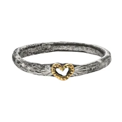 Tomfoolery Rustic Silver Empty Heart Ring Fashion