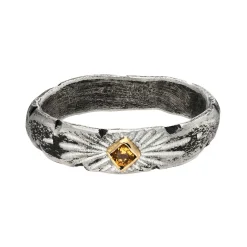 Tomfoolery Rustic Silver Signature Band with Citrine Hot