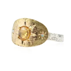 Tomfoolery Rustic Yellow Sapphire & Opal Star Ring Hot