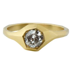 Tomfoolery Salt & Pepper Diamond Faceted Signet Ring Outlet