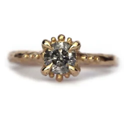 Tomfoolery Salt & Pepper Diamond Solitaire Urchin Ring Clearance