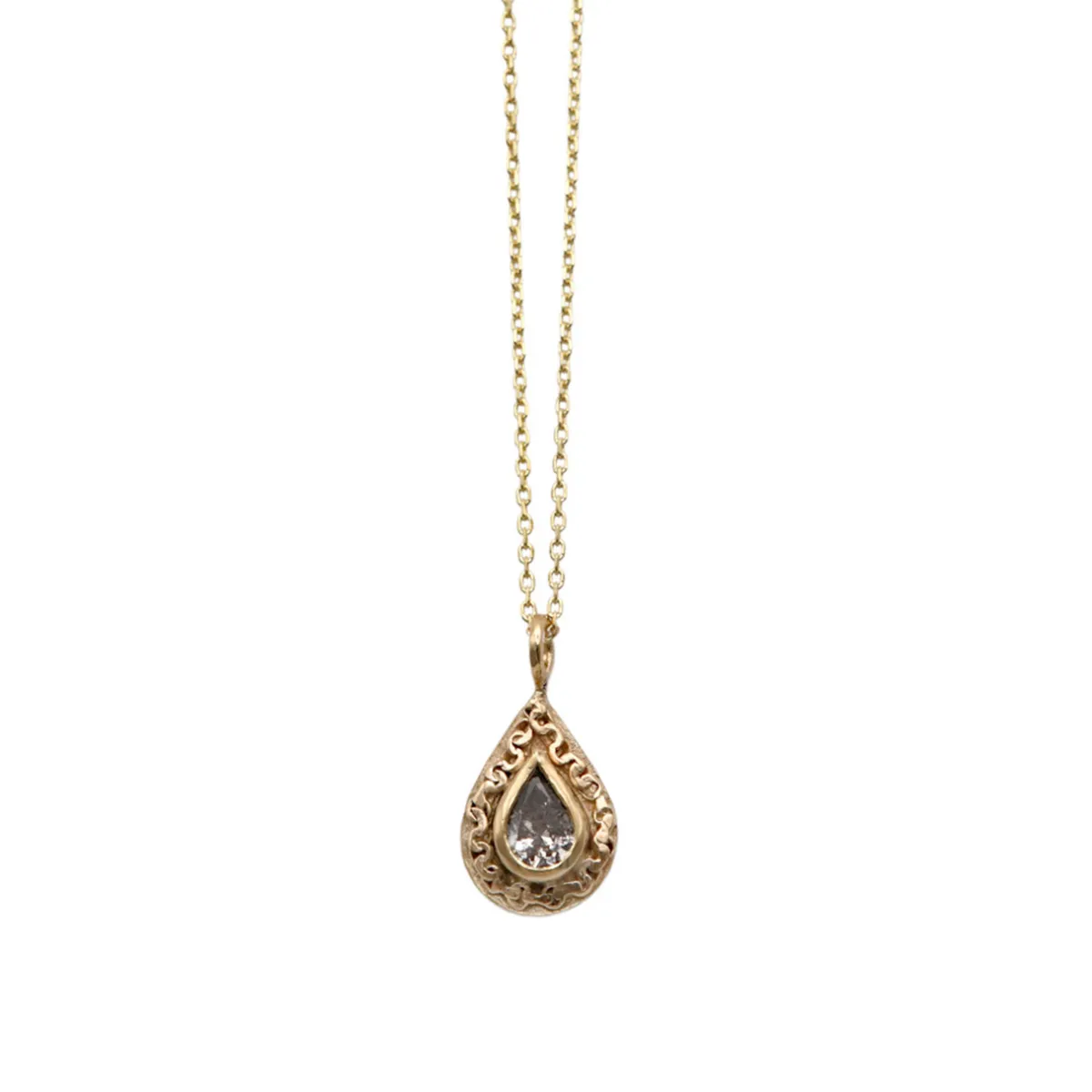 Tomfoolery Salt & Pepper Diamond Teardrop Pendant Outlet