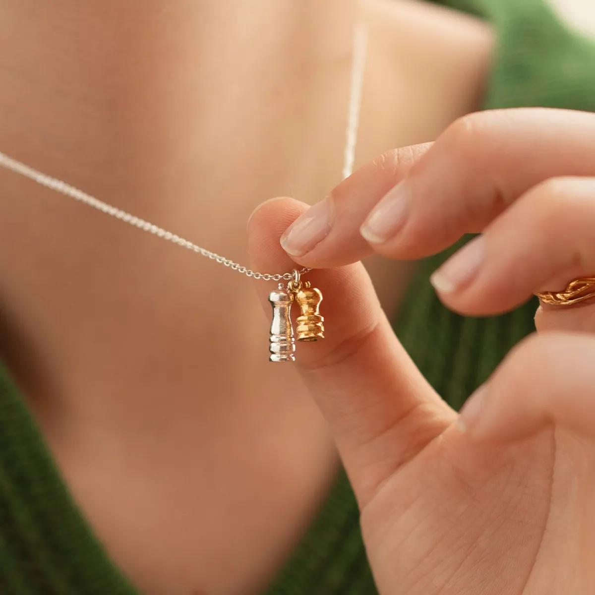 Tomfoolery Salt & Pepper Mills Charm Necklace Clearance