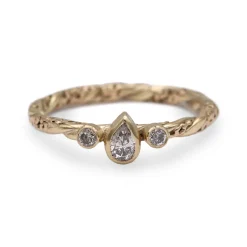 Tomfoolery Salt & Pepper Pear Diamond Trilogy Ring Fashion
