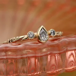 Tomfoolery Salt & Pepper Pear Diamond Trilogy Ring Fashion