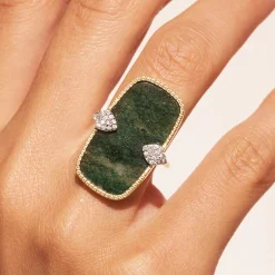 Tomfoolery Sangha Aventurine Statement Ring New