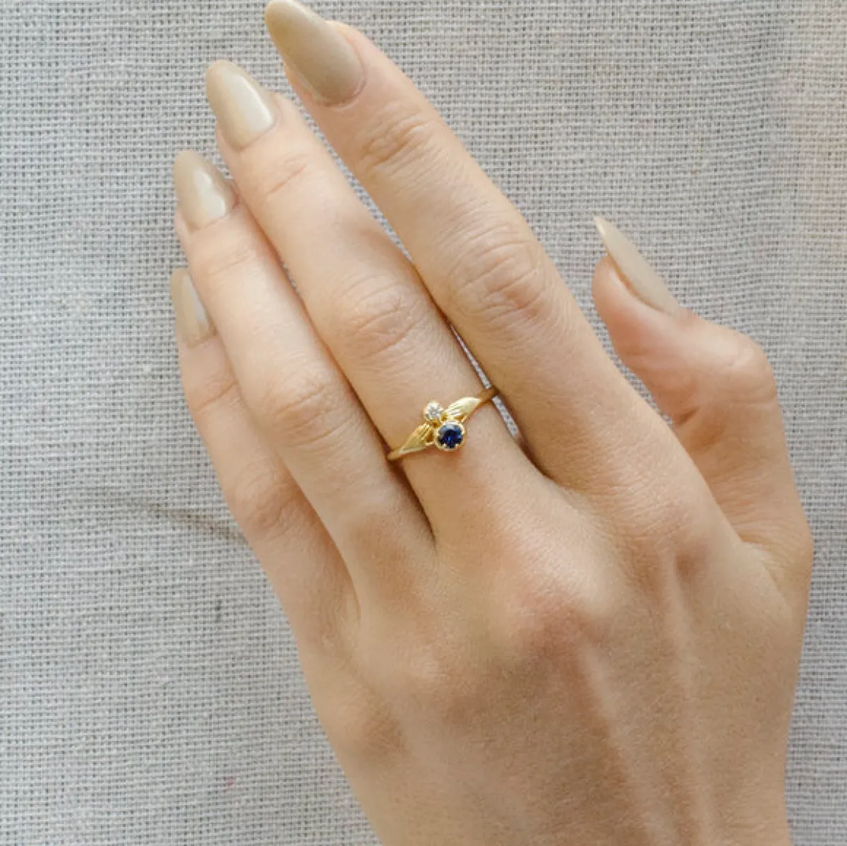 Tomfoolery Sapphire and Diamond Tiny Hands Ring Best