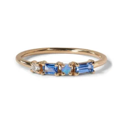 Tomfoolery Sapphire, Diamond & Opal Pillar Ring Clearance