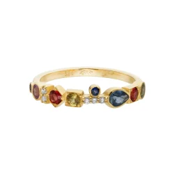 Tomfoolery Sapphire Geometric Cluster Ring Fashion