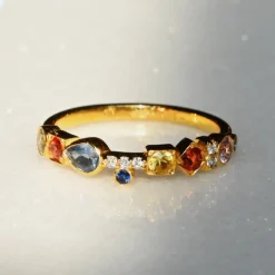 Tomfoolery Sapphire Geometric Cluster Ring Fashion