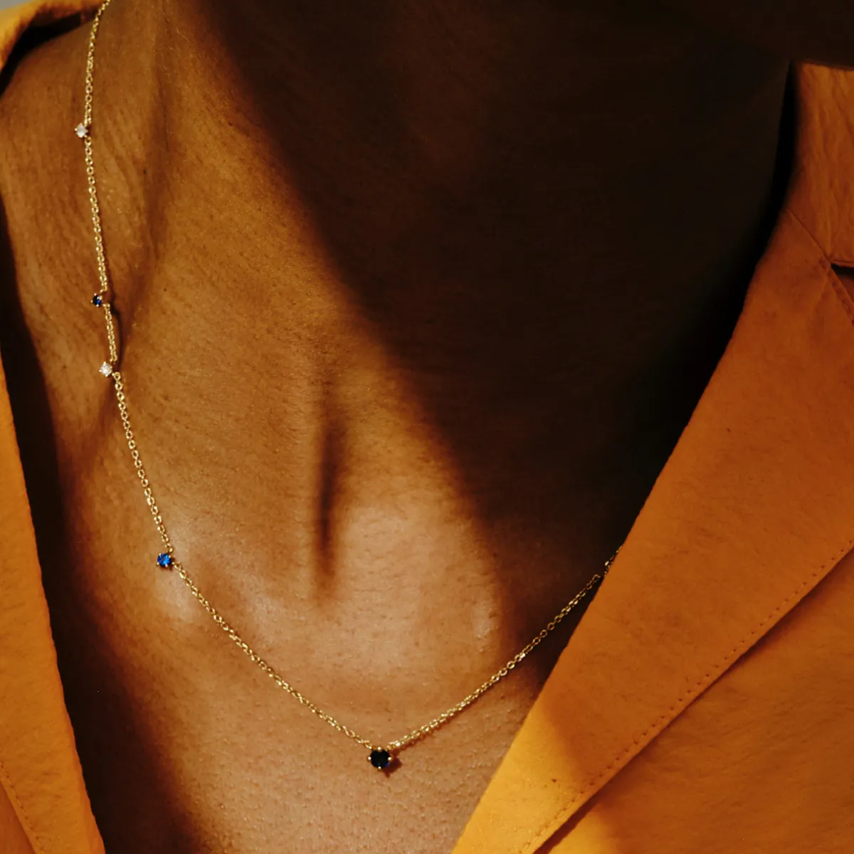 Tomfoolery Scatter Blue Sapphire Necklace Sale