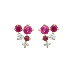 Tomfoolery Scatter Cascading Ruby Studs Hot