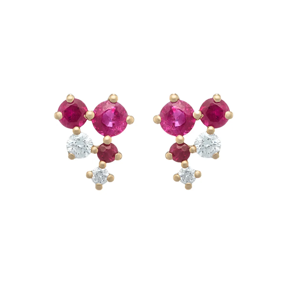 Tomfoolery Scatter Cascading Ruby Studs Hot