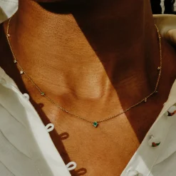 Tomfoolery Scatter Emerald Necklace New