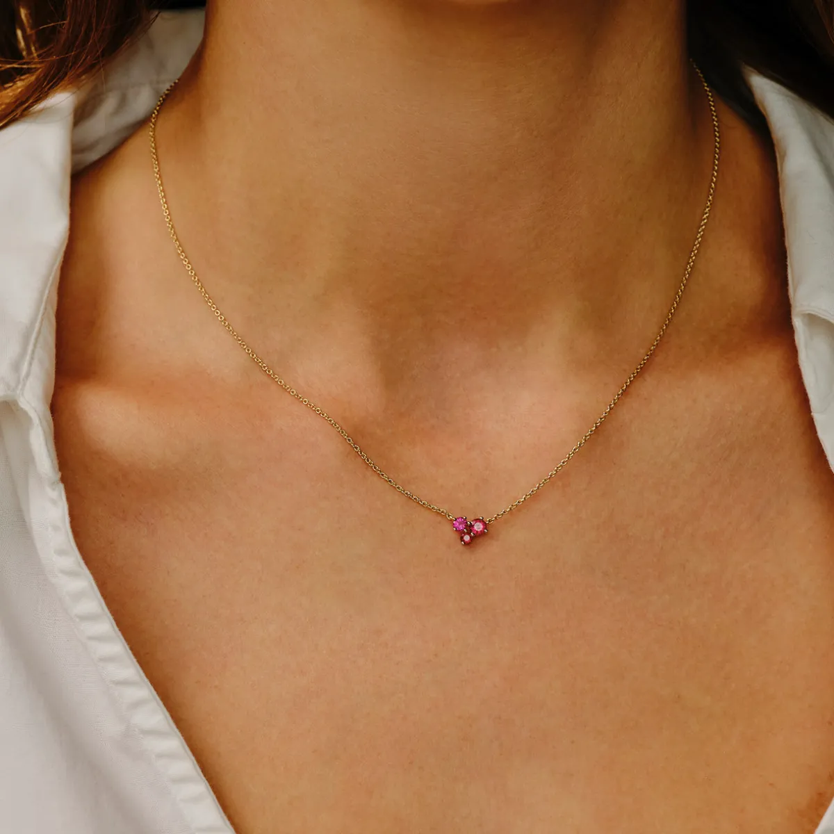 Tomfoolery Scatter Trio Ruby Cluster Pendant Fashion