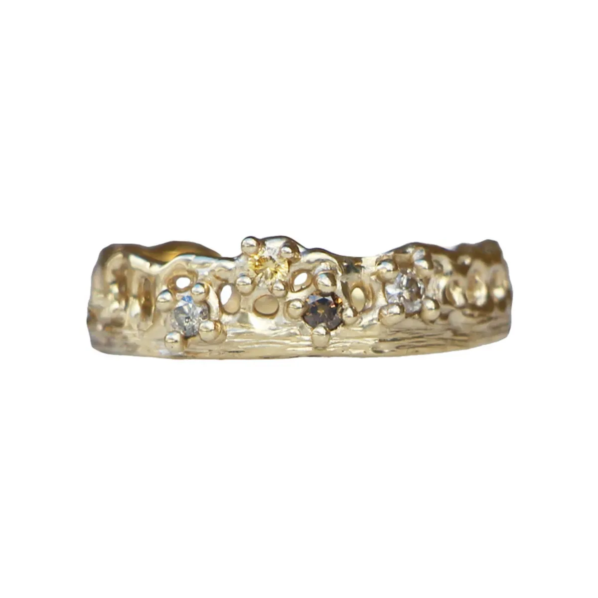 Tomfoolery Scattered Champagne Diamond Coral Ring Fashion