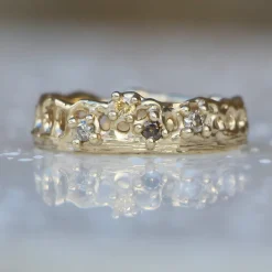 Tomfoolery Scattered Champagne Diamond Coral Ring Fashion