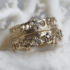 Tomfoolery Scattered Champagne Diamond Coral Ring Fashion