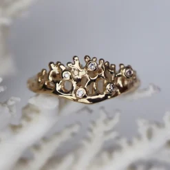 Tomfoolery Scattered Diamonds Coral Reef Ring Clearance