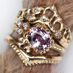 Tomfoolery Scattered Pink Diamond Mermaid Crown Ring Clearance