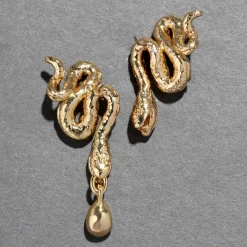 Tomfoolery Serpent Crystal Drop Earrings New
