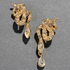 Tomfoolery Serpent Crystal Drop Earrings New