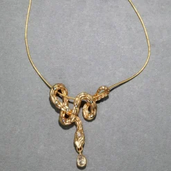 Tomfoolery Serpent Crystal Drop Necklace New