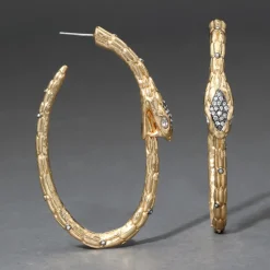 Tomfoolery Serpent Crystal Hoop Earrings Outlet