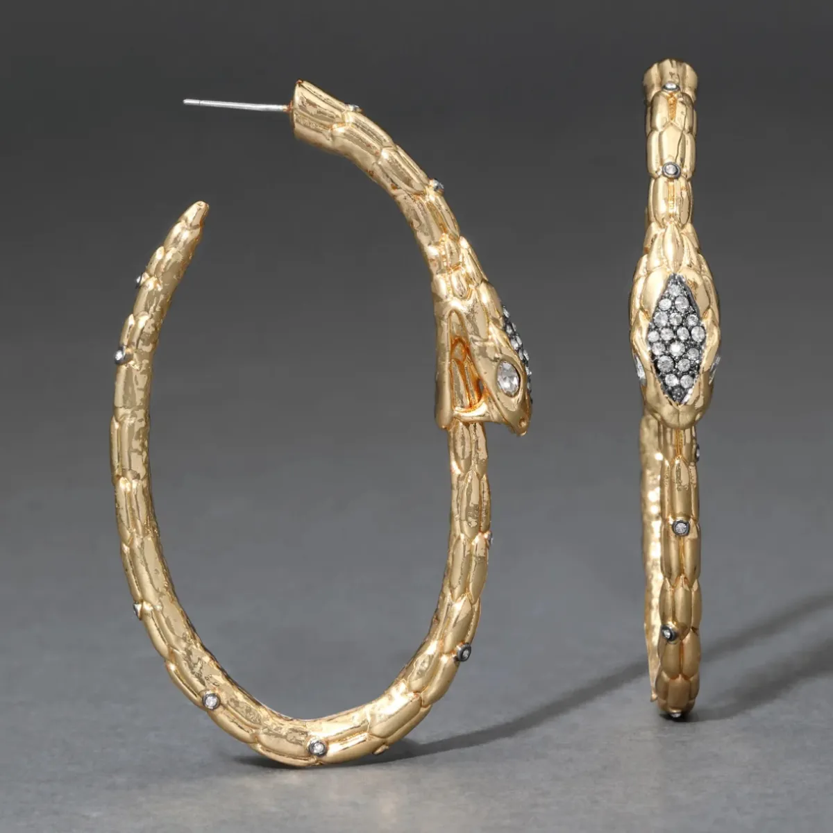 Tomfoolery Serpent Crystal Hoop Earrings Outlet